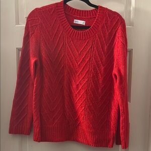 Croft & Barrow Red Crew Neck Sweater with Cable Knit Pattern EUC
